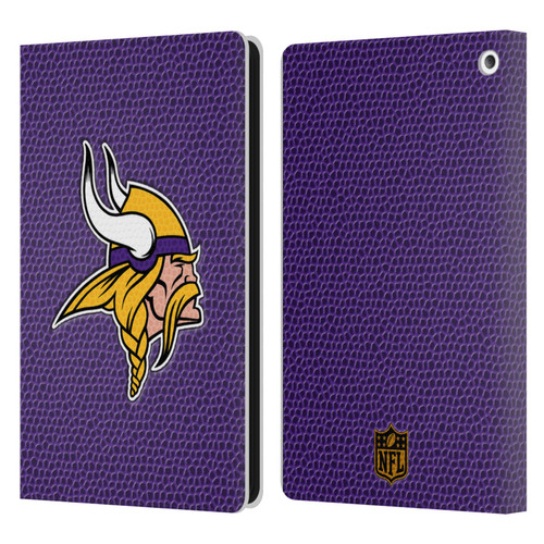 NFL Minnesota Vikings Logo Football Leather Book Wallet Case Cover For Amazon Fire HD 8/Fire HD 8 Plus 2020