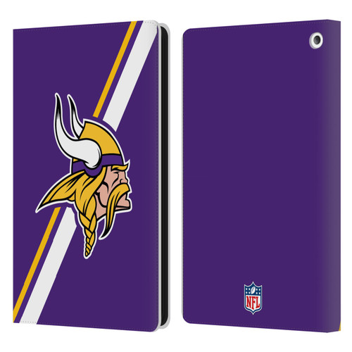 NFL Minnesota Vikings Logo Stripes Leather Book Wallet Case Cover For Amazon Fire HD 8/Fire HD 8 Plus 2020