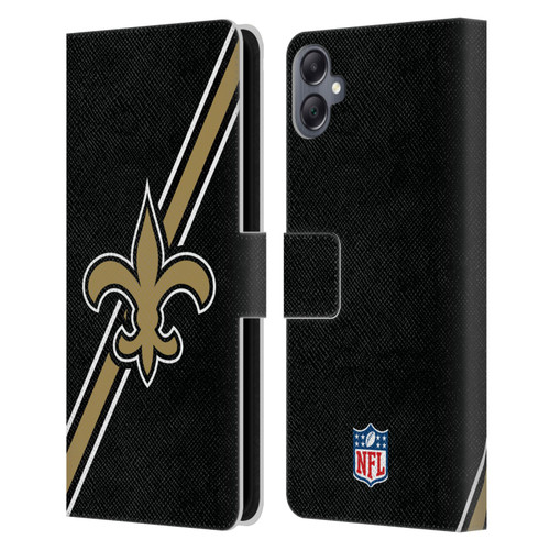NFL New Orleans Saints Logo Stripes Leather Book Wallet Case Cover For Samsung Galaxy A05