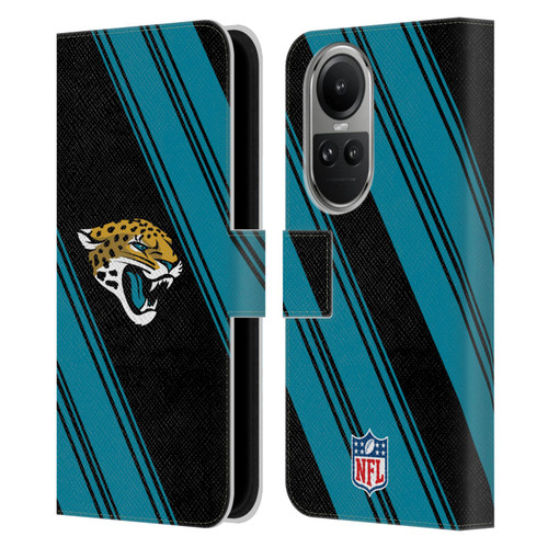 NFL Jacksonville Jaguars Artwork Stripes Leather Book Wallet Case Cover For OPPO Reno10 5G / Reno10 Pro 5G