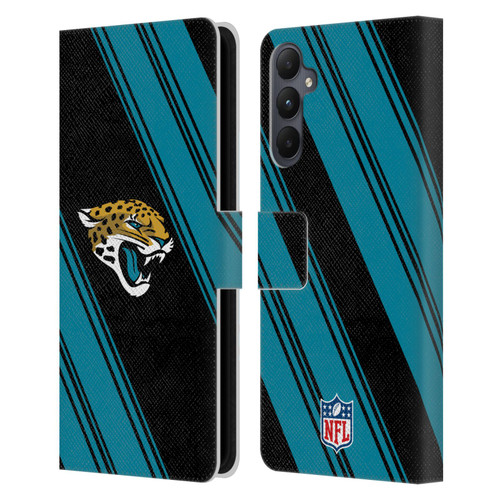 NFL Jacksonville Jaguars Artwork Stripes Leather Book Wallet Case Cover For Samsung Galaxy A05s
