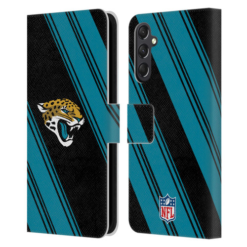 NFL Jacksonville Jaguars Artwork Stripes Leather Book Wallet Case Cover For Samsung Galaxy A24 4G / M34 5G