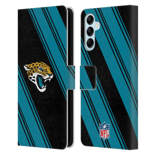 NFL Jacksonville Jaguars Artwork Stripes Leather Book Wallet Case Cover For Samsung Galaxy M14 5G