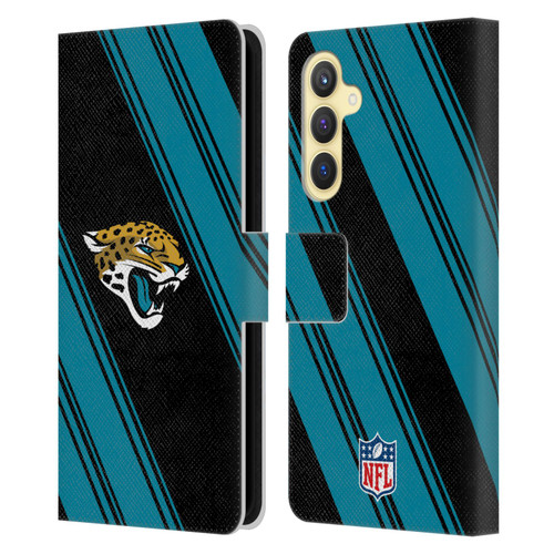 NFL Jacksonville Jaguars Artwork Stripes Leather Book Wallet Case Cover For Samsung Galaxy S23 FE 5G