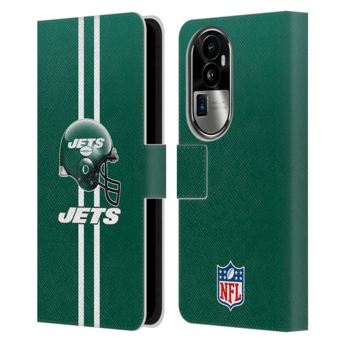 NFL New York Jets Logo Helmet Leather Book Wallet Case Cover For OPPO Reno10 Pro+