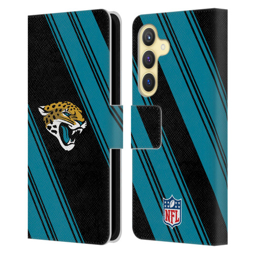 NFL Jacksonville Jaguars Artwork Stripes Leather Book Wallet Case Cover For Samsung Galaxy S24 5G