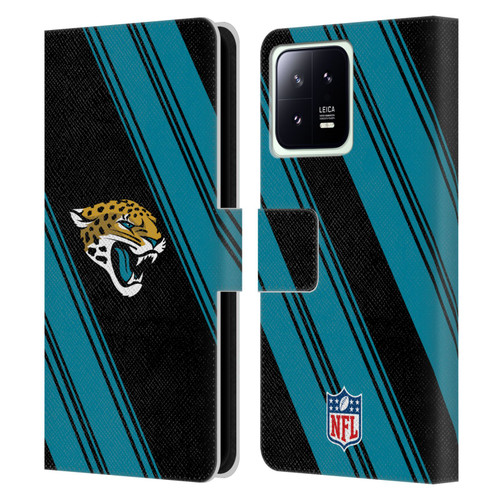 NFL Jacksonville Jaguars Artwork Stripes Leather Book Wallet Case Cover For Xiaomi 13 5G