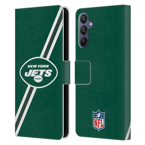 NFL New York Jets Logo Stripes Leather Book Wallet Case Cover For Samsung Galaxy A15