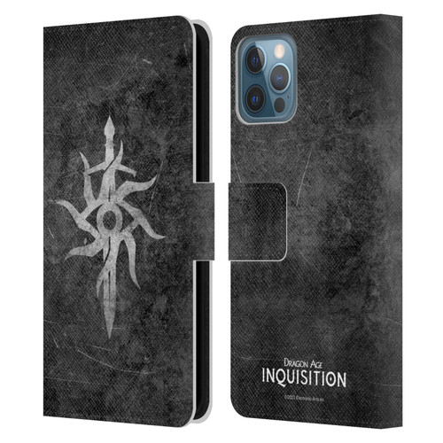 EA Bioware Dragon Age Inquisition Graphics Distressed Symbol Leather Book Wallet Case Cover For Apple iPhone 12 / iPhone 12 Pro