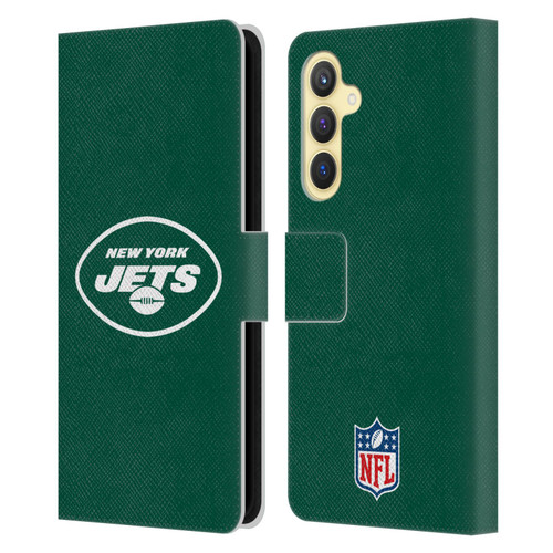 NFL New York Jets Logo Plain Leather Book Wallet Case Cover For Samsung Galaxy S23 FE 5G