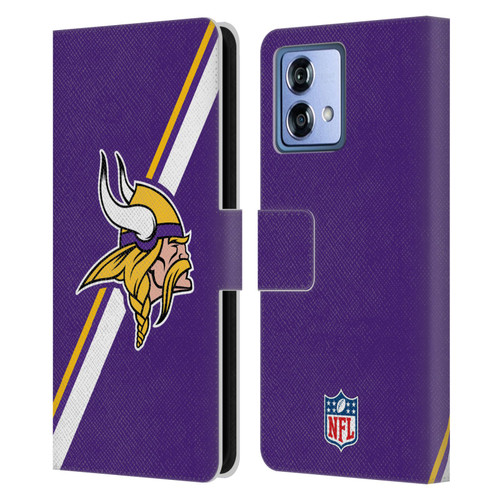 NFL Minnesota Vikings Logo Stripes Leather Book Wallet Case Cover For Motorola Moto G84 5G