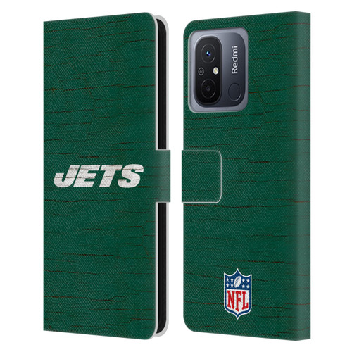 NFL New York Jets Logo Distressed Look Leather Book Wallet Case Cover For Xiaomi Redmi 12C
