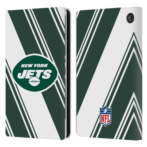 NFL New York Jets Artwork Stripes Leather Book Wallet Case Cover For Amazon Fire 7 2022
