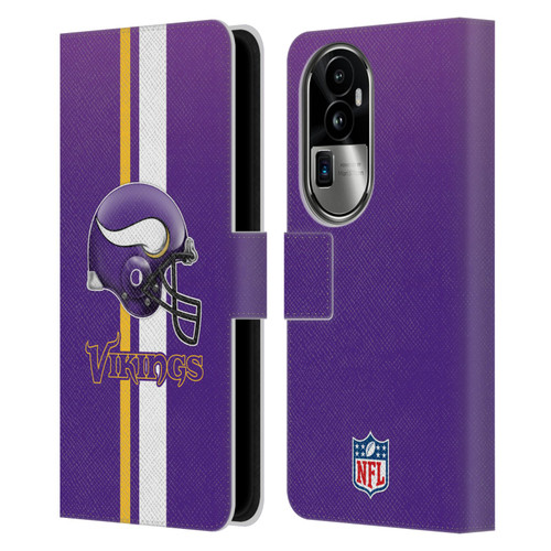 NFL Minnesota Vikings Logo Helmet Leather Book Wallet Case Cover For OPPO Reno10 Pro+