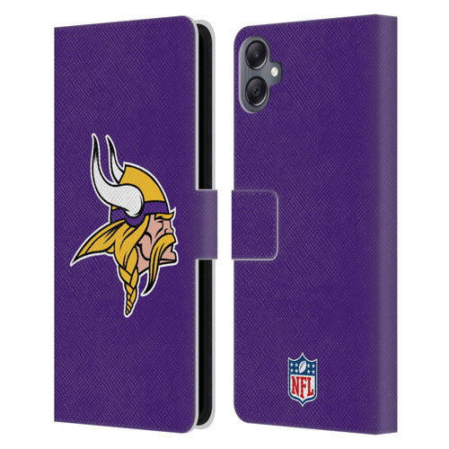 NFL Minnesota Vikings Logo Plain Leather Book Wallet Case Cover For Samsung Galaxy A05