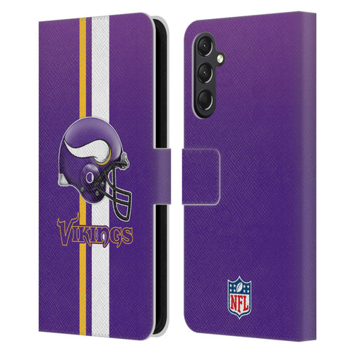 NFL Minnesota Vikings Logo Helmet Leather Book Wallet Case Cover For Samsung Galaxy A24 4G / M34 5G