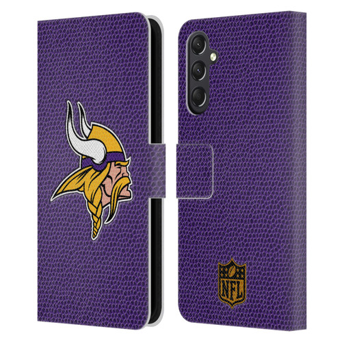 NFL Minnesota Vikings Logo Football Leather Book Wallet Case Cover For Samsung Galaxy A24 4G / M34 5G