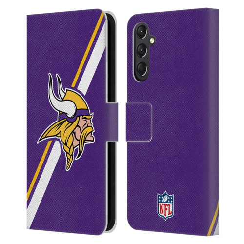 NFL Minnesota Vikings Logo Stripes Leather Book Wallet Case Cover For Samsung Galaxy A24 4G / M34 5G