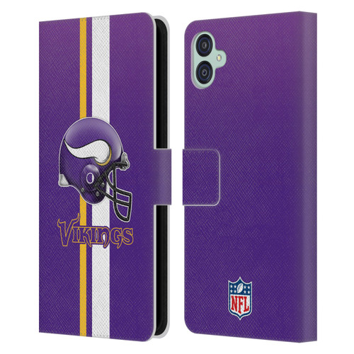 NFL Minnesota Vikings Logo Helmet Leather Book Wallet Case Cover For Samsung Galaxy M04 5G / A04e