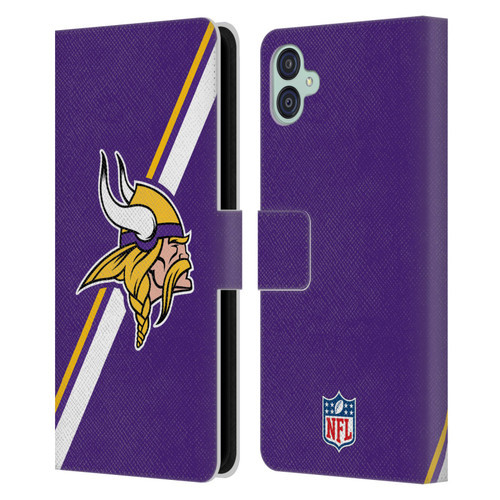 NFL Minnesota Vikings Logo Stripes Leather Book Wallet Case Cover For Samsung Galaxy M04 5G / A04e