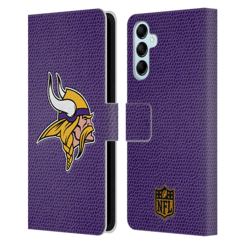 NFL Minnesota Vikings Logo Football Leather Book Wallet Case Cover For Samsung Galaxy M14 5G