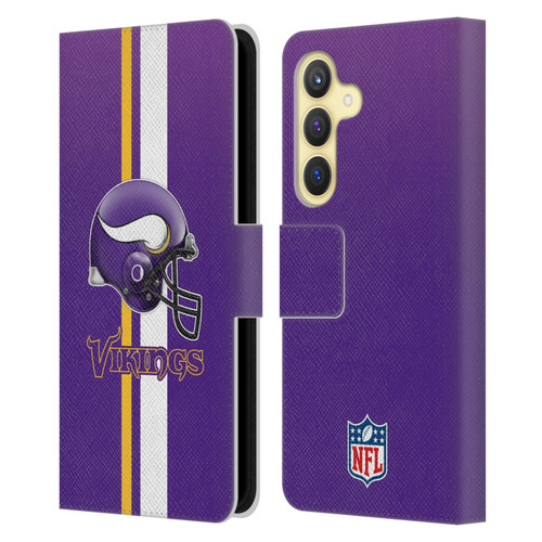 NFL Minnesota Vikings Logo Helmet Leather Book Wallet Case Cover For Samsung Galaxy S24 5G