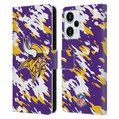 NFL Minnesota Vikings Logo Camou Leather Book Wallet Case Cover For Xiaomi Redmi Note 12T