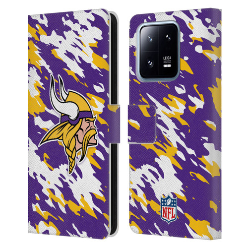 NFL Minnesota Vikings Logo Camou Leather Book Wallet Case Cover For Xiaomi 13 Pro 5G