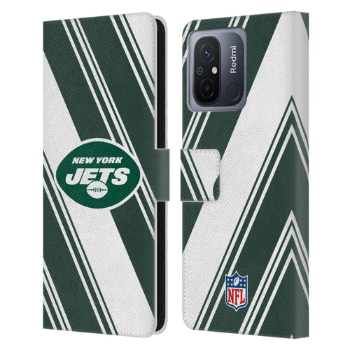 NFL New York Jets Artwork Stripes Leather Book Wallet Case Cover For Xiaomi Redmi 12C