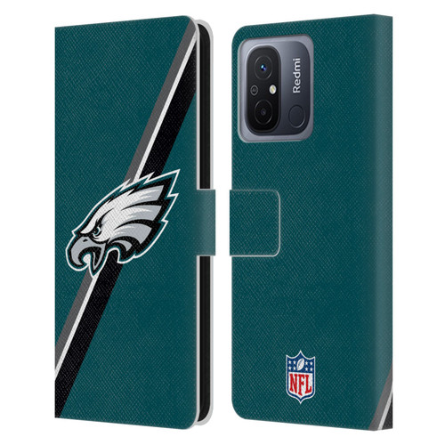NFL Philadelphia Eagles Logo Stripes Leather Book Wallet Case Cover For Xiaomi Redmi 12C