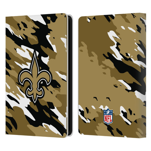 NFL New Orleans Saints Logo Camou Leather Book Wallet Case Cover For Amazon Kindle Paperwhite 5 (2021)