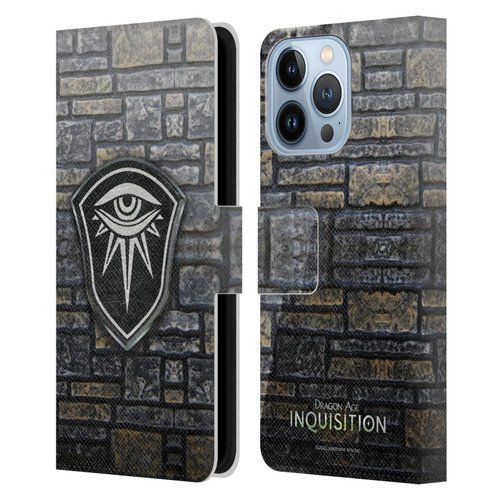 EA Bioware Dragon Age Inquisition Graphics Distressed Crest Leather Book Wallet Case Cover For Apple iPhone 13 Pro