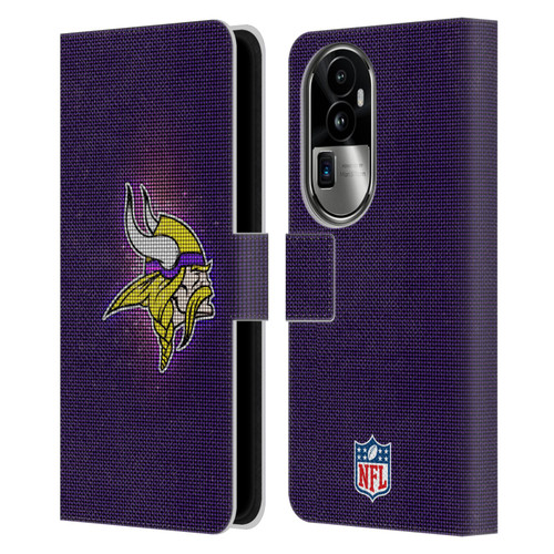 NFL Minnesota Vikings Artwork LED Leather Book Wallet Case Cover For OPPO Reno10 Pro+