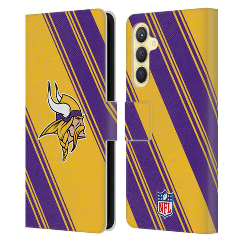 NFL Minnesota Vikings Artwork Stripes Leather Book Wallet Case Cover For Samsung Galaxy S23 FE 5G