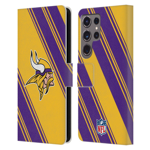 NFL Minnesota Vikings Artwork Stripes Leather Book Wallet Case Cover For Samsung Galaxy S24 Ultra 5G