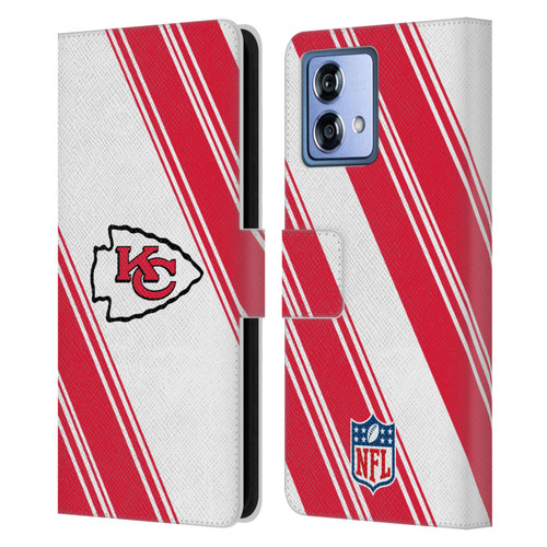 NFL Kansas City Chiefs Artwork Stripes Leather Book Wallet Case Cover For Motorola Moto G84 5G