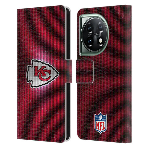 NFL Kansas City Chiefs Artwork LED Leather Book Wallet Case Cover For OnePlus 11 5G
