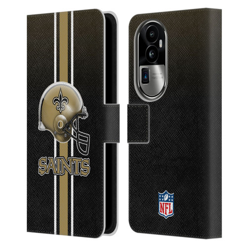 NFL New Orleans Saints Logo Helmet Leather Book Wallet Case Cover For OPPO Reno10 Pro+