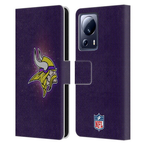NFL Minnesota Vikings Artwork LED Leather Book Wallet Case Cover For Xiaomi 13 Lite 5G