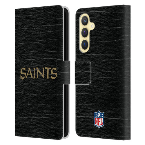 NFL New Orleans Saints Logo Distressed Look Leather Book Wallet Case Cover For Samsung Galaxy S23 FE 5G