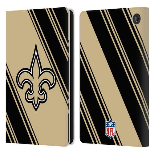 NFL New Orleans Saints Artwork Stripes Leather Book Wallet Case Cover For Amazon Fire 7 2022