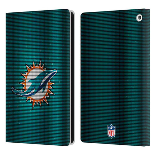 NFL Miami Dolphins Artwork LED Leather Book Wallet Case Cover For Amazon Fire HD 8/Fire HD 8 Plus 2020
