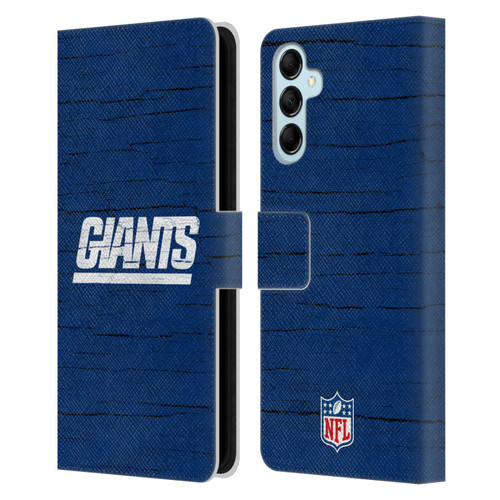 NFL New York Giants Logo Distressed Look Leather Book Wallet Case Cover For Samsung Galaxy M14 5G