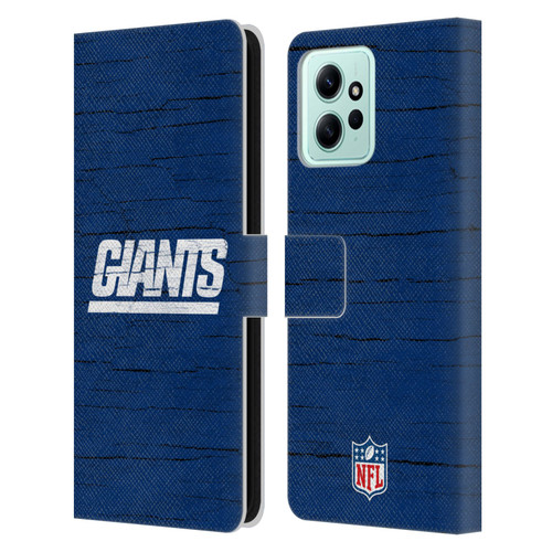 NFL New York Giants Logo Distressed Look Leather Book Wallet Case Cover For Xiaomi Redmi 12
