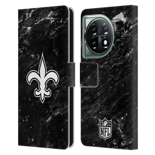 NFL New Orleans Saints Artwork Marble Leather Book Wallet Case Cover For OnePlus 11 5G