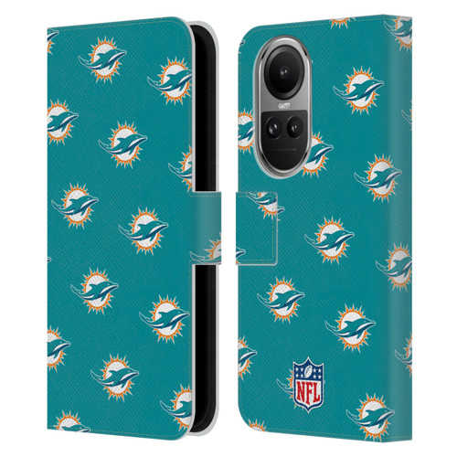 NFL Miami Dolphins Artwork Patterns Leather Book Wallet Case Cover For OPPO Reno10 5G / Reno10 Pro 5G