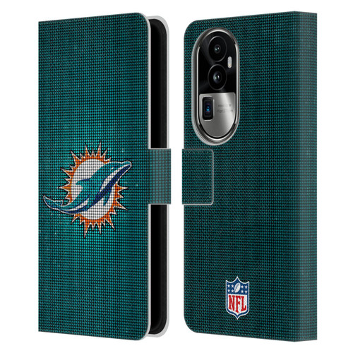 NFL Miami Dolphins Artwork LED Leather Book Wallet Case Cover For OPPO Reno10 Pro+