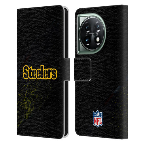 NFL Pittsburgh Steelers Logo Blur Leather Book Wallet Case Cover For OnePlus 11 5G