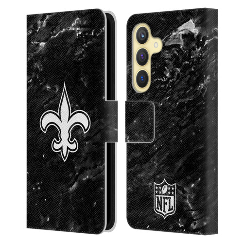 NFL New Orleans Saints Artwork Marble Leather Book Wallet Case Cover For Samsung Galaxy S24 5G