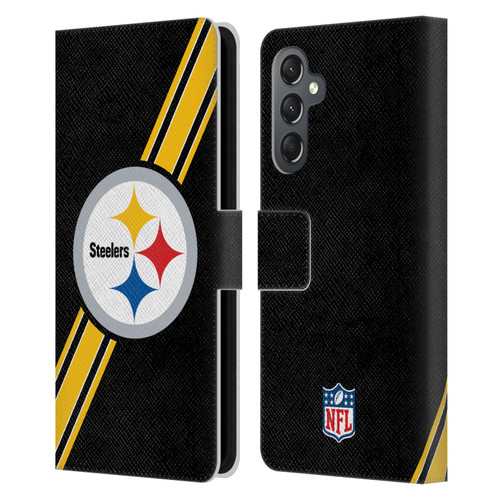 NFL Pittsburgh Steelers Logo Stripes Leather Book Wallet Case Cover For Samsung Galaxy A25 5G